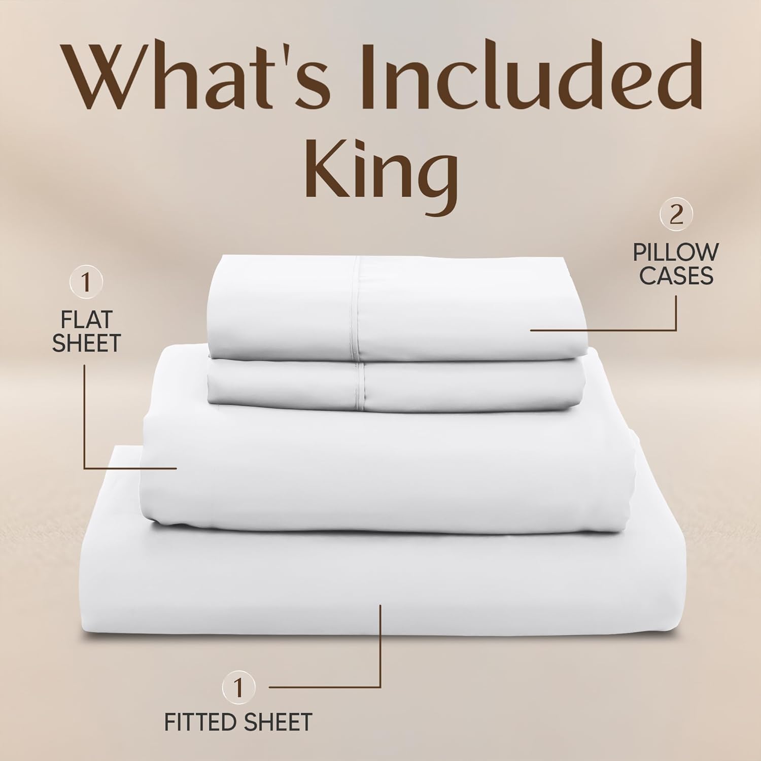 Utopia Bedding King Size Sheet Set - 4-Piece Soft Microfiber Bed Sheets | Oeko-Tex Certified, White