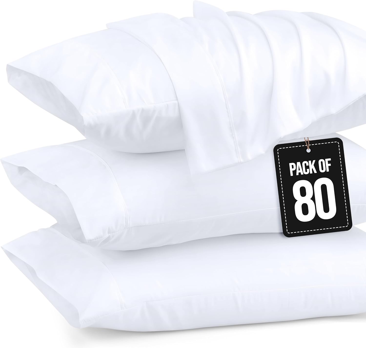 Utopia Bedding Queen Pillow Cases - 80 Pack Soft Brushed Microfiber | Envelope Closure 20 x 30 Inches (White)