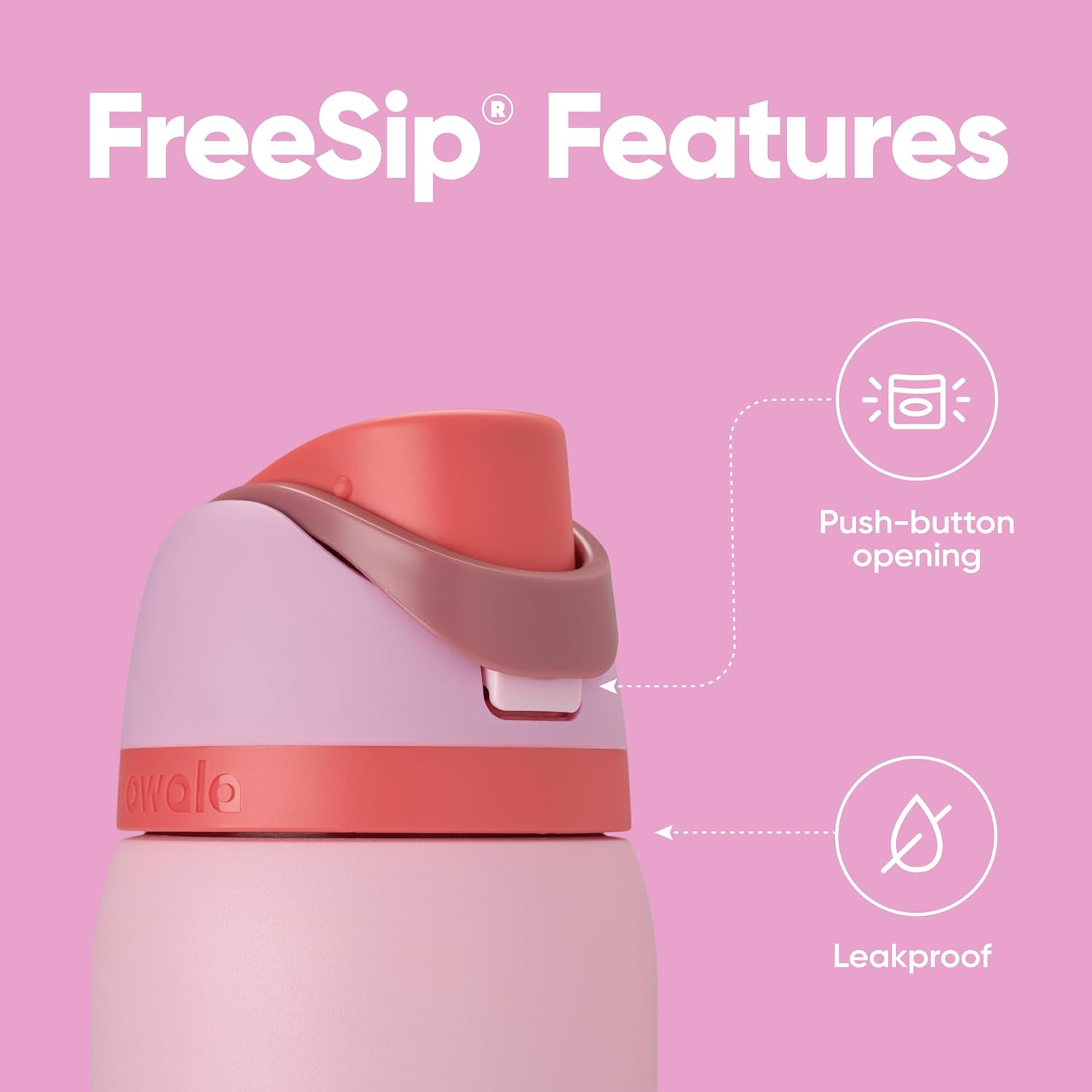 Owala FreeSip 32 oz Insulated Stainless Steel Water Bottle - BPA-Free, Pink, Perfect for Sports & Travel