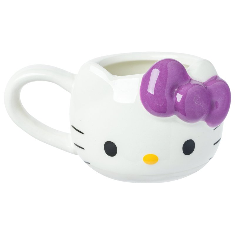 Silver Buffalo Sanrio Hello Kitty Different Color Bows 4 Pack 3D Sculpted Ceramic Mini Mug Set, Perfect as a Sugar, Cream, or Milk Set