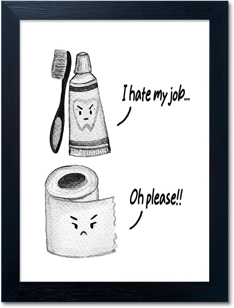Skiennix Kids Bathroom Decor - Cute Children's Wall Art | Funny Framed Canvas Print for Guest Restroom