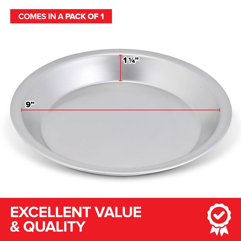 Stock Your Home 9 Inch Aluminum Pie Pans (2 Pack) - Silver Tin for Baking, 9" x 1 1/4" Oven Safe Dish for Crumbles or Cake