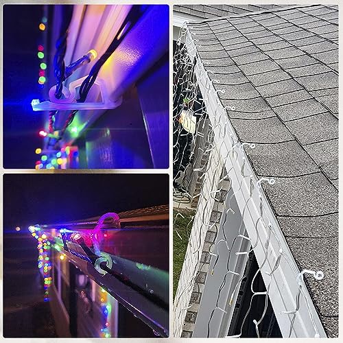 120PCS Outdoor Gutter Hooks for String Lights, Weatherproof Plastic Clips