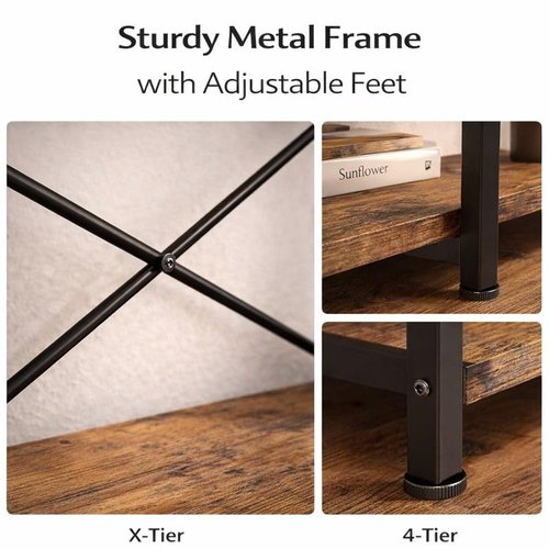 Orchidleaf Small Bookshelf for Small Spaces, 3-Tier Industrial Bookcase with Metal Frame and Wood Shelves, Narrow Storage Shelf for Living Room, Bedroom, Apartment