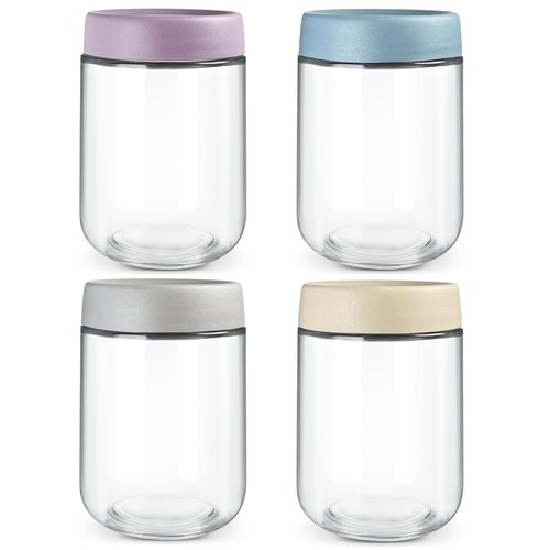 HIGLASTO Overnight Oats Containers, 16oz Glass Food Storage Containers with Lids, Meal Prep Mason Jars for Oatmeal, Chia Seed Pudding, Yogurt (Set of 4)
