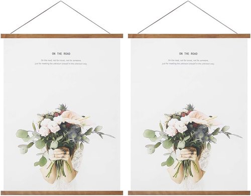 Miaowater Magnetic Wooden Poster Frames - 2 Pack for 14x20, 14x22, 14x24 Art Prints | Light Teak Wood