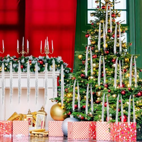 6000 Strands Silver Christmas Tinsel Icicles - 19.7" Metallic Foil Decor