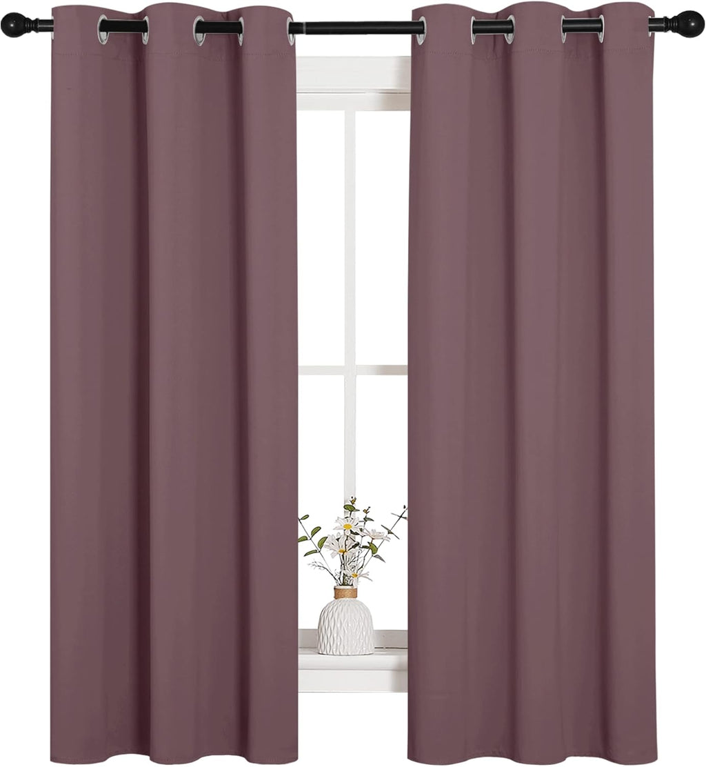 NICETOWN Blackout Curtain Panels - Thermal Insulated Draperies, 34" x 63", Solid Dry Rose Color, 1 Pair