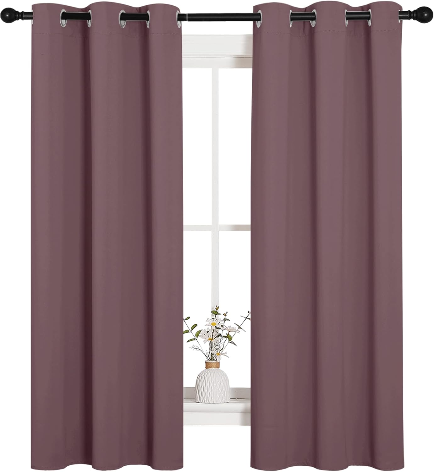 NICETOWN Blackout Curtain Panels - Thermal Insulated Draperies, 34" x 63", Solid Dry Rose Color, 1 Pair