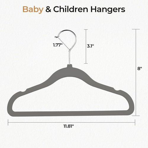 GoodtoU Velvet Baby Hangers | 20-Pack Toddler Infant Clothing Hangers - Dark Grey, Non-Slip Design