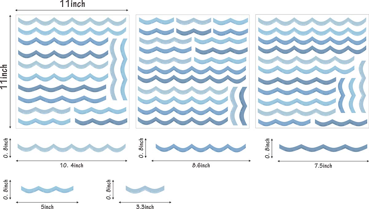 Ocean Waves Wall Decals - Kids Room Decor - Peel & Stick Removable Stickers