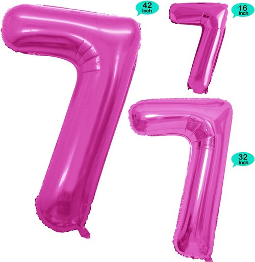GOER Pink Foil Number 7 Balloons - Huge 42 Inch Balloons for 7th Birthday & Anniversary Decor (3 Pcs)