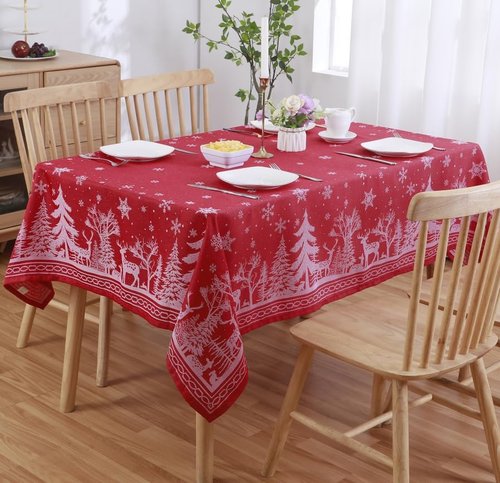 Anlass Christmas Tablecloth 60×84 Inch, Heavyweight Jacquard Deer Table Cloth Rectangle Waterproof Spillproof Wrinkle Resistant for Holiday Winter Dining Room