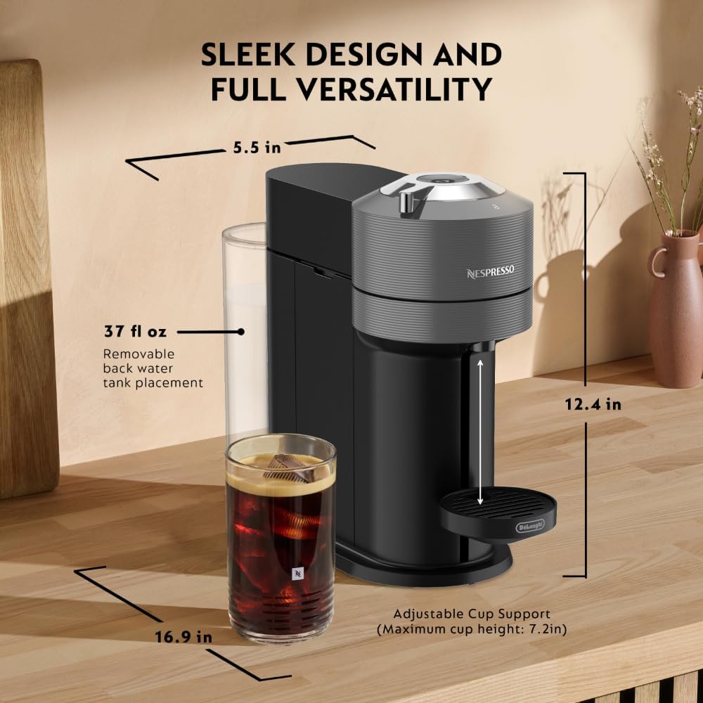Nespresso Vertuo Next Coffee & Espresso Maker - 1260 Watts, Dark Gray Finish for Perfect Brews