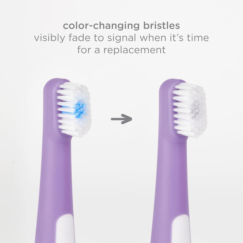 Ubbi Grow With Me Toothbrush Set - Silicone Finger Brush & 360° Soft Bristled Toothbrush | Smoothie Purple