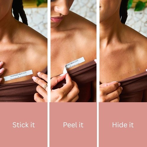 Fearless Tape - Double-Sided Clothing & Body Adhesive | 50 Strips of Clear Fabric Tape for All-Day Hold