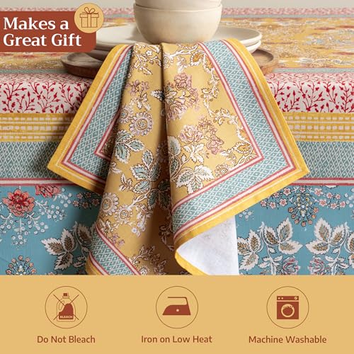 Reusable 100% Cotton Cloth Napkins Set of 4, 20x20 Inch Floral Table Linens