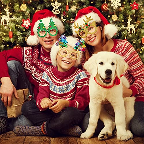 12-Piece Christmas Party Glasses Set for Kids Holiday Photo Booth Props