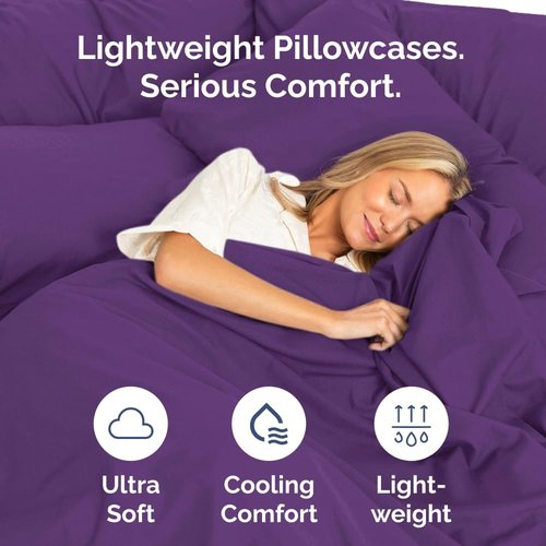 King Pillow Cases by [Brand Name] - Ultra Soft Hotel Quality Covers | Comfy, Wrinkle-Free & Fade Resistant - 10 Pcs Set in Purple