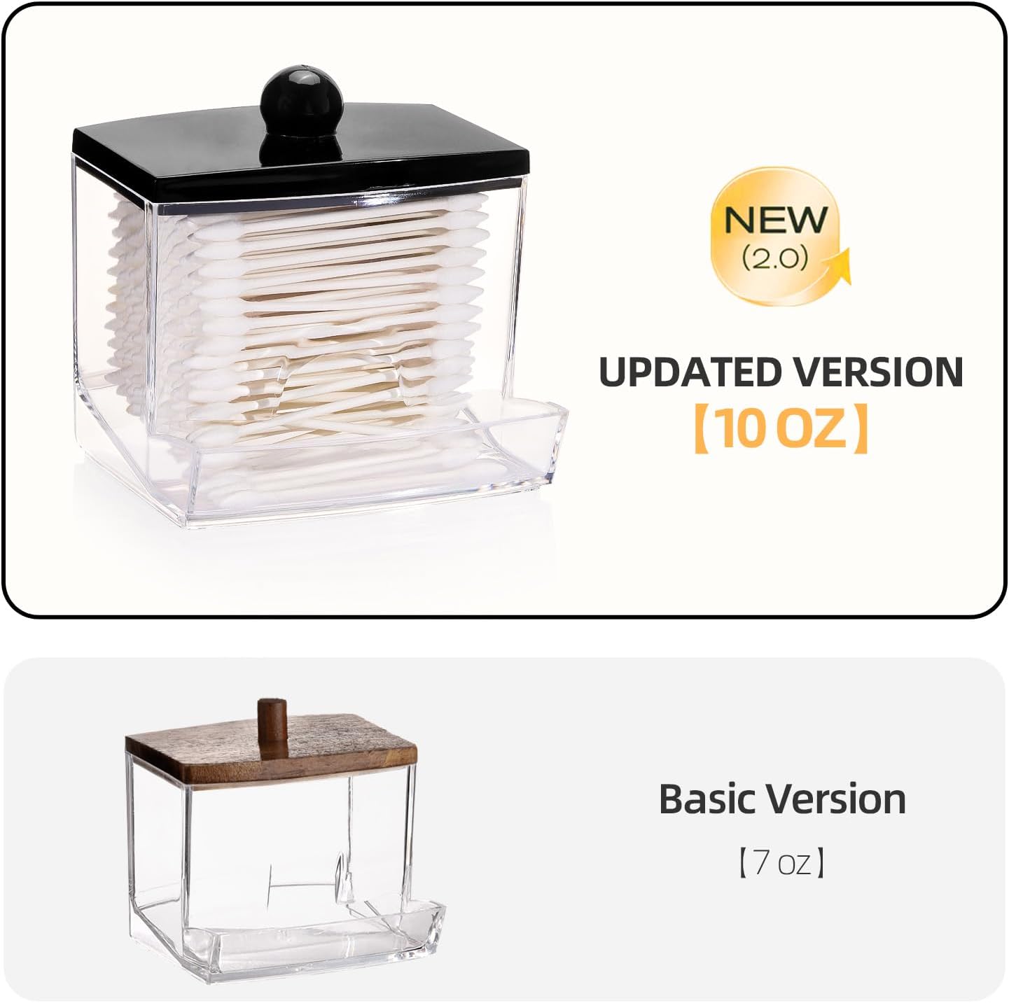 Tbestmax Qtip Holder Dispenser - 3 Pack Bathroom Organizers with Black Lids for Cotton Swabs & Pads