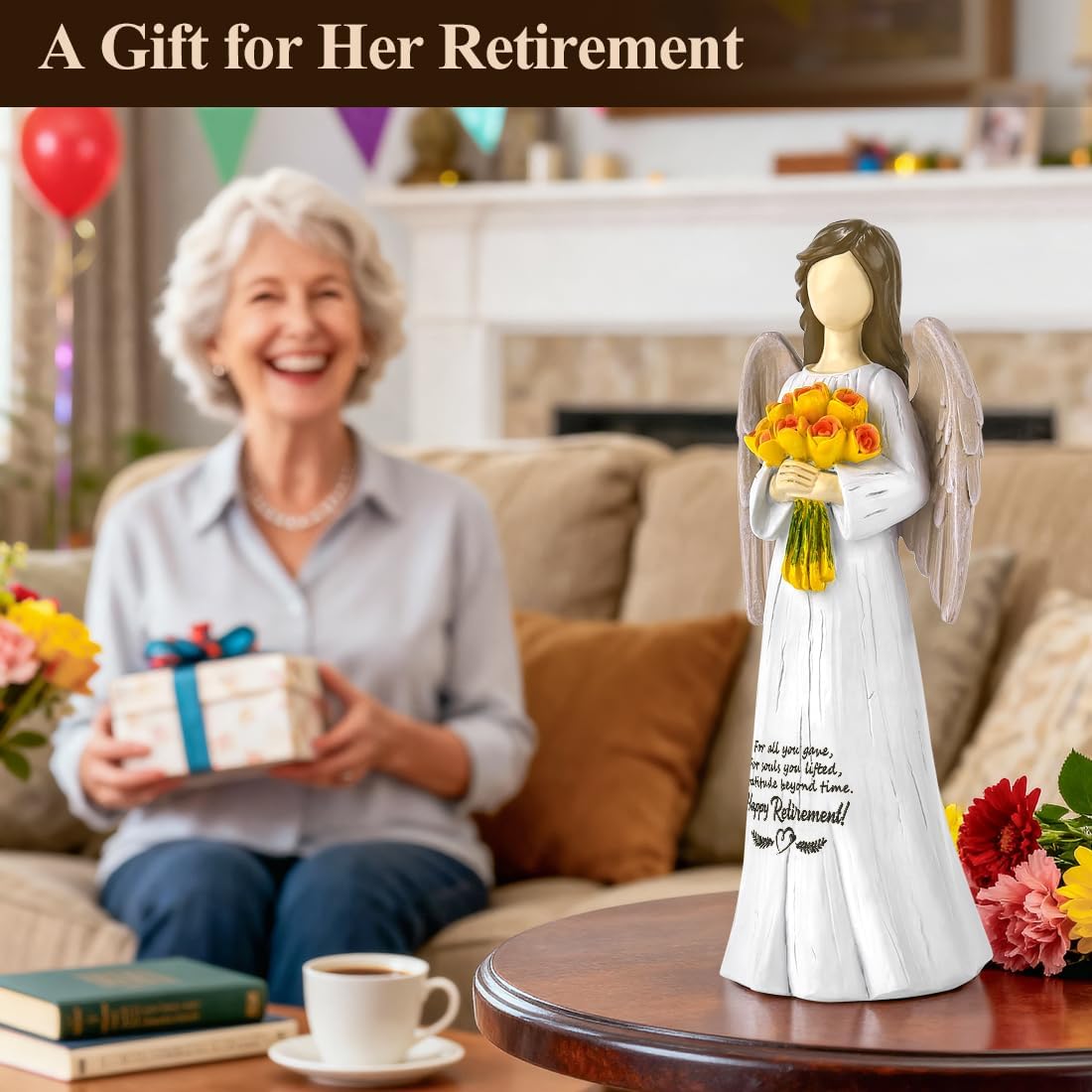 Sentimental Retirement Gifts for Women | Hand-Painted Angel Figurine - Perfect Gift for Teachers, Nurses & Friends - 7”