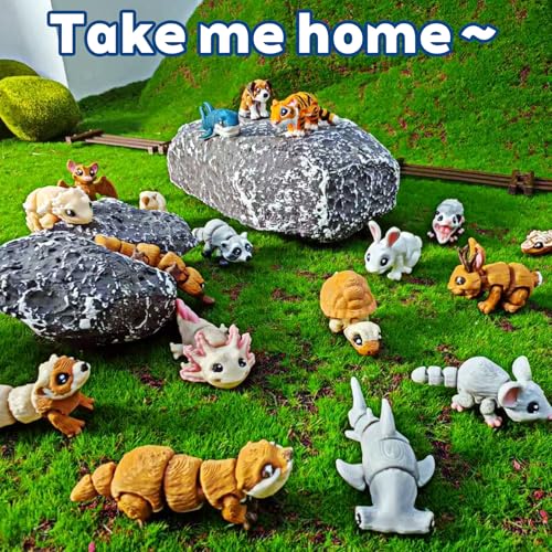 21-Piece Mini 3D Printed Animal Statue Set with Articulated Joints