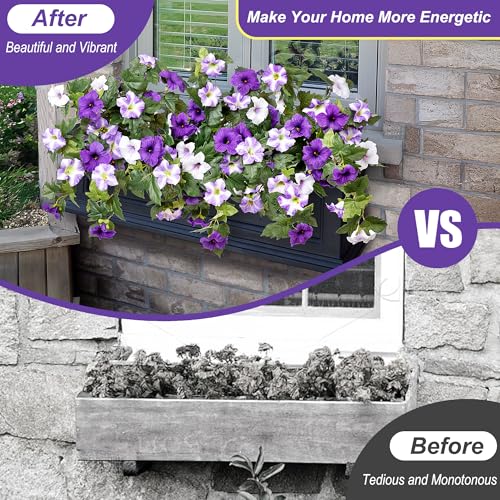 UV-Resistant Artificial Silk Petunia Flowers - 2 Pack Faux Outdoor Plants