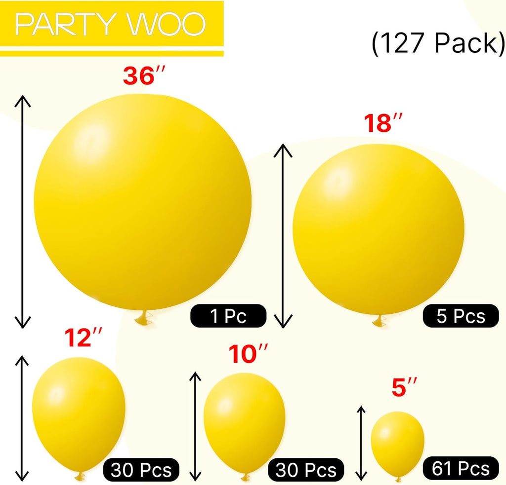 PartyWoo Yellow Balloons - 127-Piece Matte Latex Balloon Arch Kit for Easter & Birthday Decor