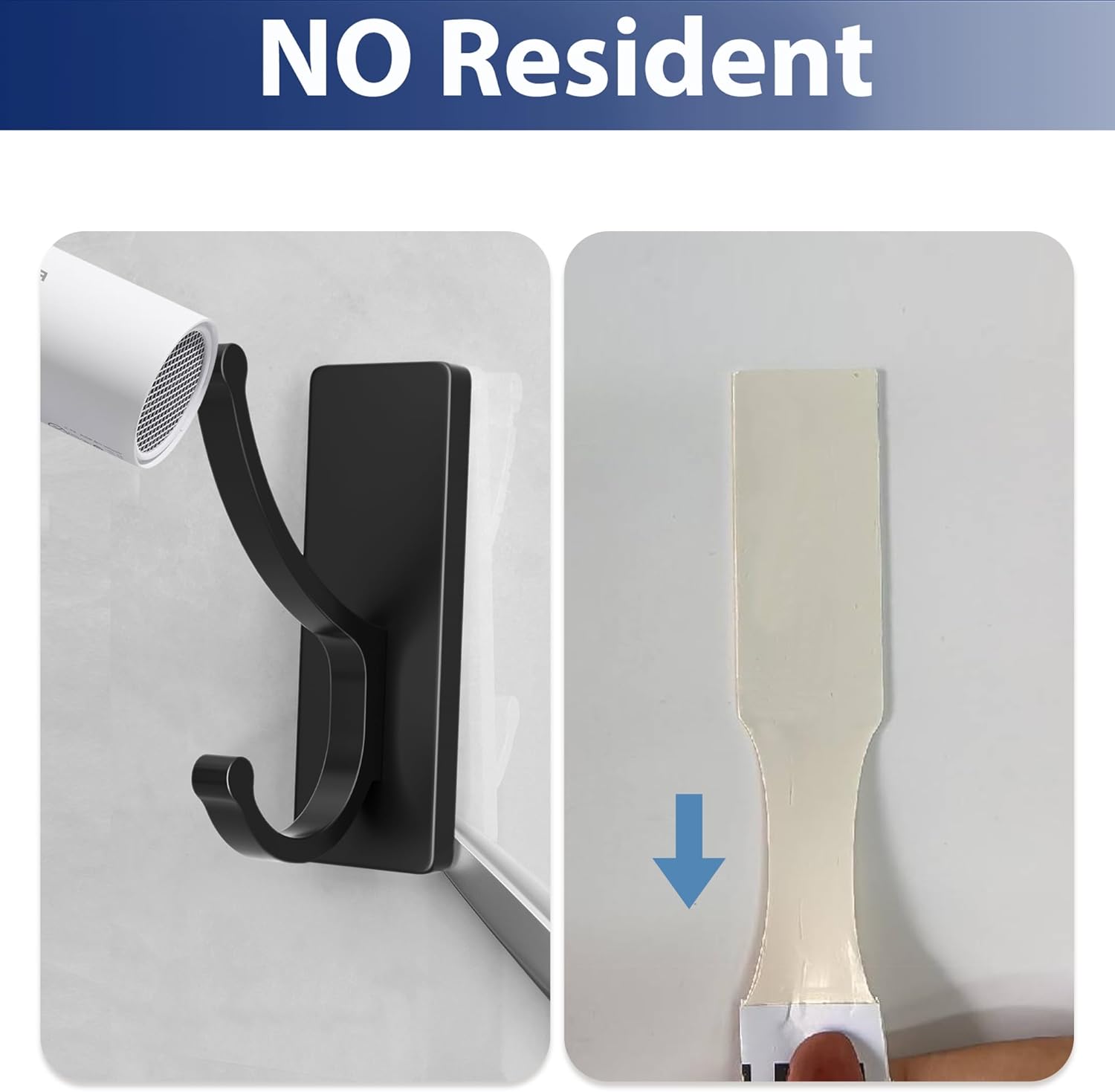 Pickpiff Adhesive Wall Hooks - No Residue, Easy Removal, Heavy-Duty Towel Hooks | 4 Pack Black