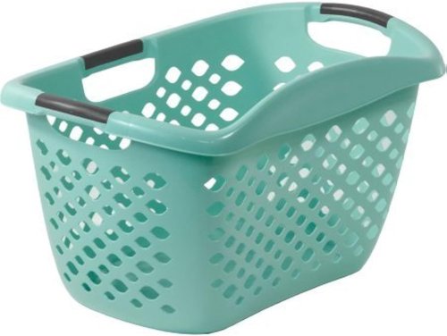 Home Logic Large-Capacity Hip Grip Laundry Basket - 1.8 Bu, Stylish Teal Splash Design