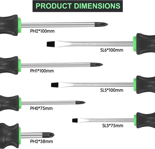GURADESIGN 7-Piece Screwdriver Set - Magnetic Professional Cushion Grip | 4 Phillips & 3 Flat