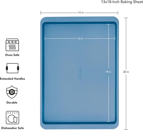 KitchenAid Nonstick Aluminized Steel Baking Sheet - 13x18in, Stylish Blue Velvet Finish