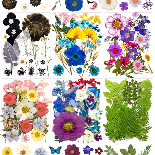 133Pcs Real Dried Pressed Flowers and Leaves for Resin Art and Jewelry