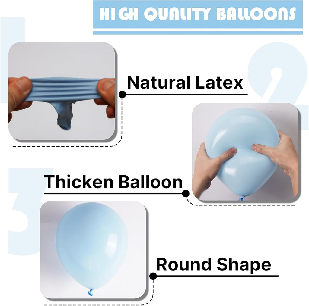 PartyWoo Baby Blue Balloon Arch Kit - 152pcs in Various Sizes for Graduation & Baby Showers | Light Pastel Sky Blue