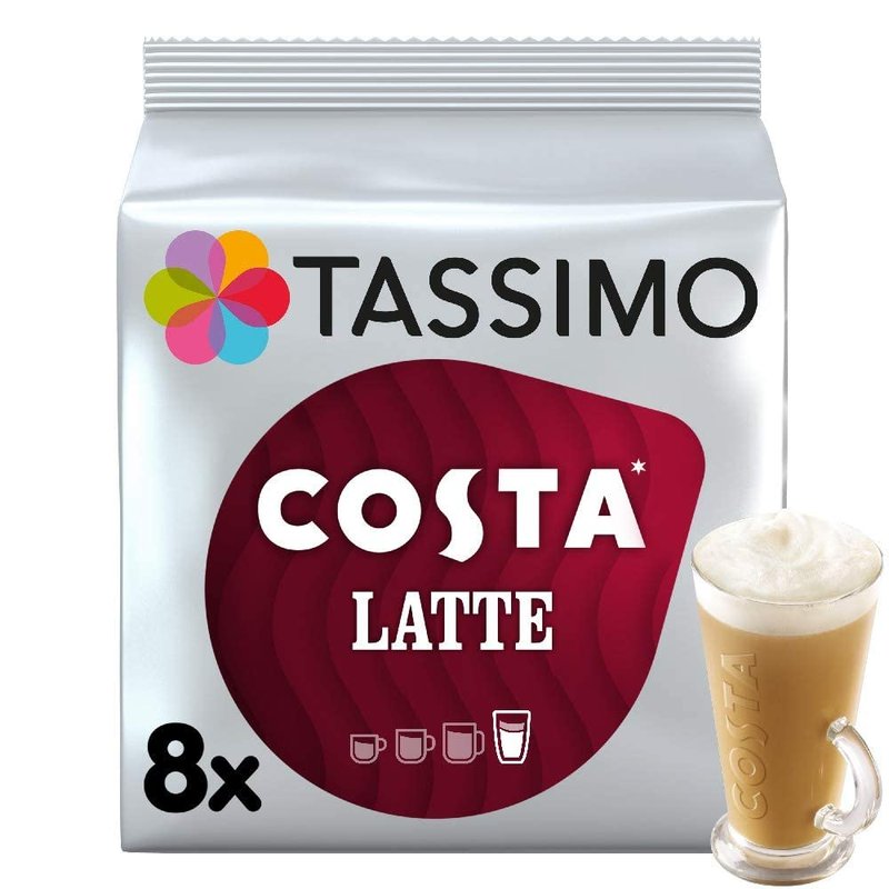 TASSIMO Costa Latte 16 discs, 8 servings (Pack of 5, Total 80 discs, 40 servings)