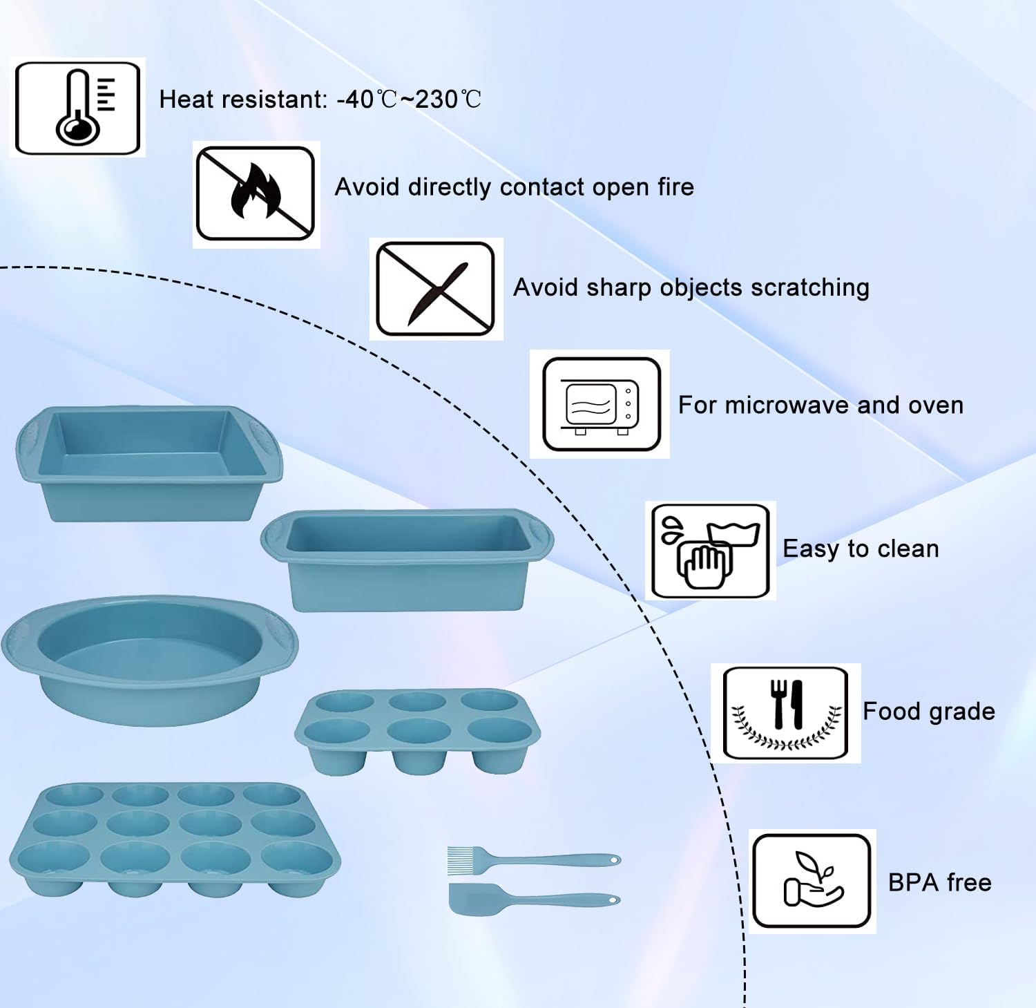 Skiennix 7-in-1 Silicone Bakeware Set - BPA-Free Baking Molds for Cakes, Muffins, and More