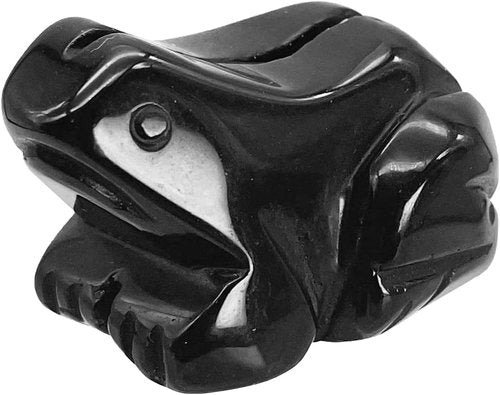Fekuar Black Obsidian Frog Statue | Healing Crystal Animal Figurine | 1.5" Pocket Decoration