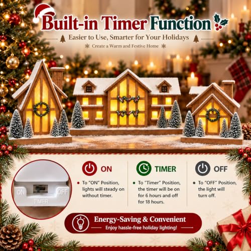 Christmas Decorations for Home Led Lighted Wooden Snow Winter Scene