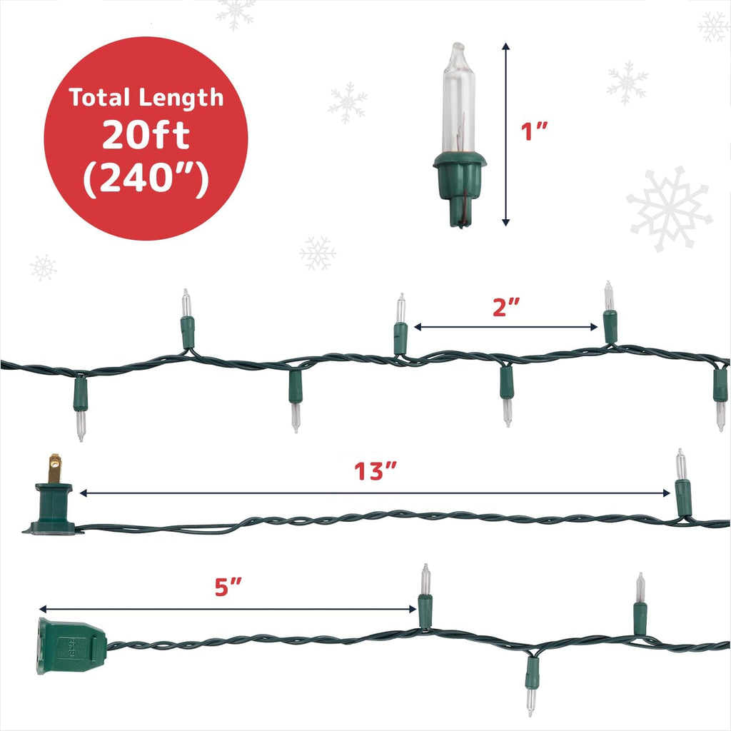 PREXTEX Clear Christmas Lights - 100 Count Ultra Bright 20 ft String Lights for Indoor/Outdoor Use