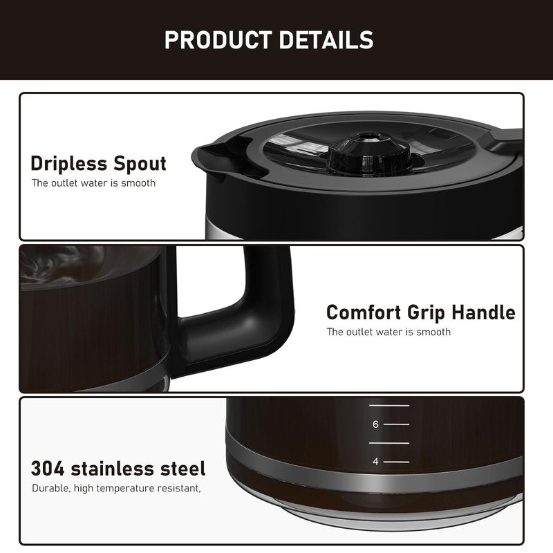 14-Cups Coffee Pot Replacement Compatible with Cuisinart Coffee Maker Models DCC-2200RC, DCC-2200, DCC-3200, DCC-3200P1, DCC-3200FR, DCC-3200CPAMZ, DCC-2600, DCC-2800,DCC-1800FR, CBC-7400, CBC-7000PC