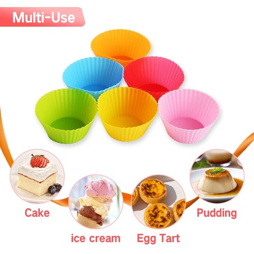 Abnaok 2PCS Silicone Air Fryer Egg Pan with 6PCS Reusable Silicone Baking Cups, Non-Stick Air Fryer Baking Pan, 3 Cavity Muffin Pans Muffin Cups for Baking