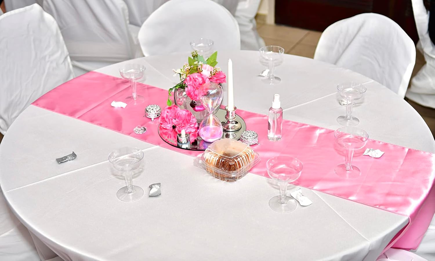 Skiennix Wedding Satin Table Runners - 10 Pack, 12 x 108 Inches, Perfect for Parties & Events - Yellow