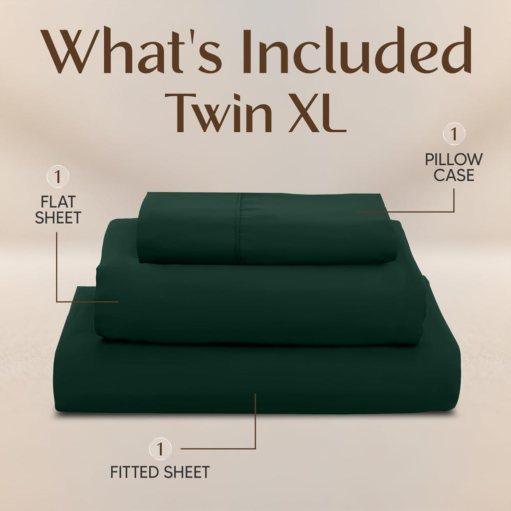 Utopia Bedding Twin XL Sheet Set - Soft Microfiber 3-Piece Bed Sheets in Emerald | Oeko-Tex Certified