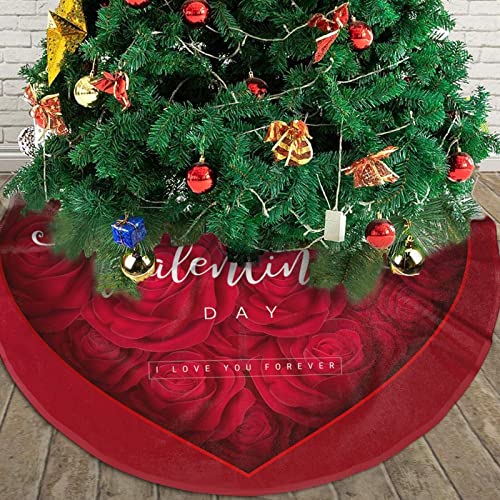 Large 30 Inch Christmas Tree Skirt - Red & Plush Decor for Xmas, Valentine’s Day Hearts