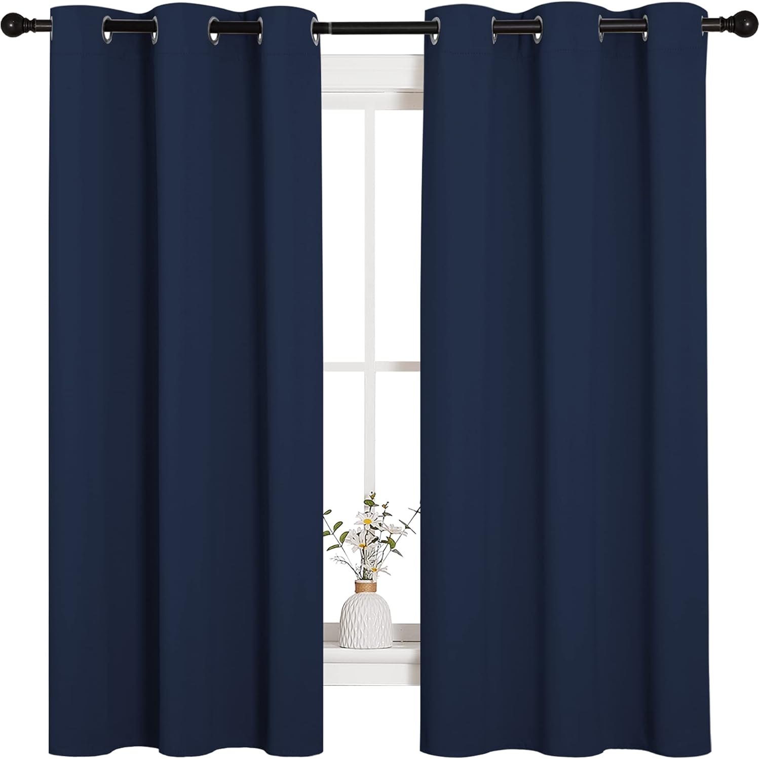 NICETOWN Blackout Curtains - Light Blocking Thermal Insulated Drapes for Kids' Room | Navy, 42 x 63 Inch (1 Pair)