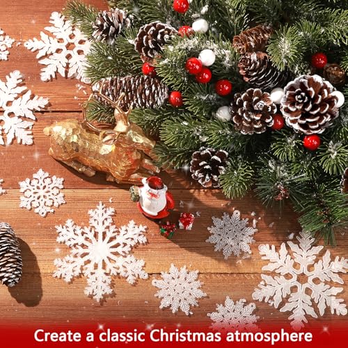 Hatisan 200PCS Christmas Pine Cones, Berries, Snowflakes & Branches Set for Holiday Decorations