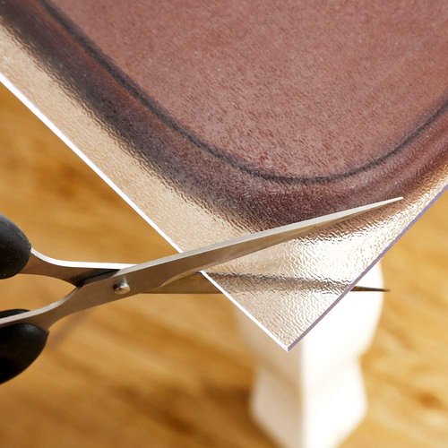 NECAUX 56 Inch Round Frosted Table Cover Protector, 1.5mm Thick Upgraded Version, Unshrinkable Non-Slip Waterproof Oil Proof Plastic Tablecloth Protector for Wood Grain Dining Room Table Meeting Table