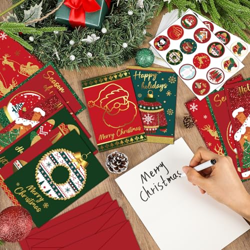 240 Sets Christmas Cards Bulk with Envelopes and Stickers Holiday