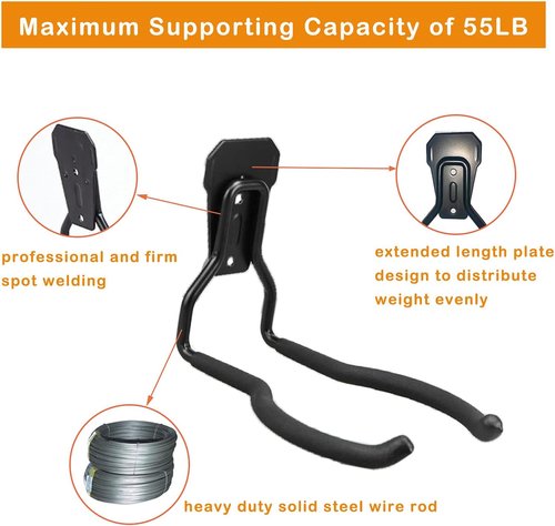 Garden Power Tool Hanger - Garage Wall Hooks for Weedeater & String Trimmer Storage | Black, 2 Pcs