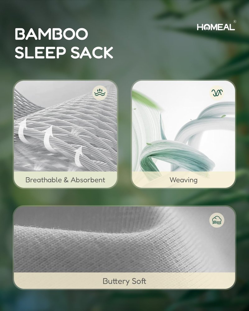 HOMEAL Toddler Sleep Sack with Legs, Bamboo Sleep Sack 0.5 Tog, Sleep Sack 2t-3t, Toddler Sleep Sack with Feet, Sleep Sacks Wearable Blankets for Toddlers, Grey